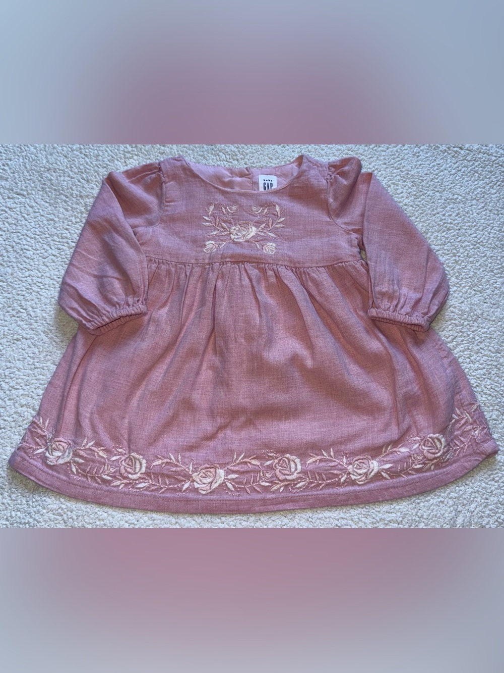 Baby GAP Pink Embroidered Floral Dress 12-18 Months